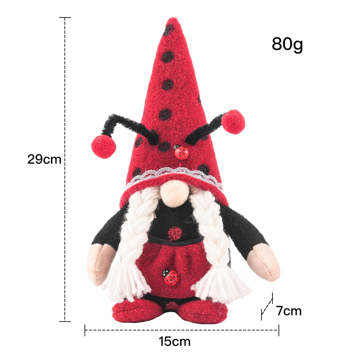 Ladybug Spotted Doll Long Hat Faceless Creative Gift Desktop Decoration