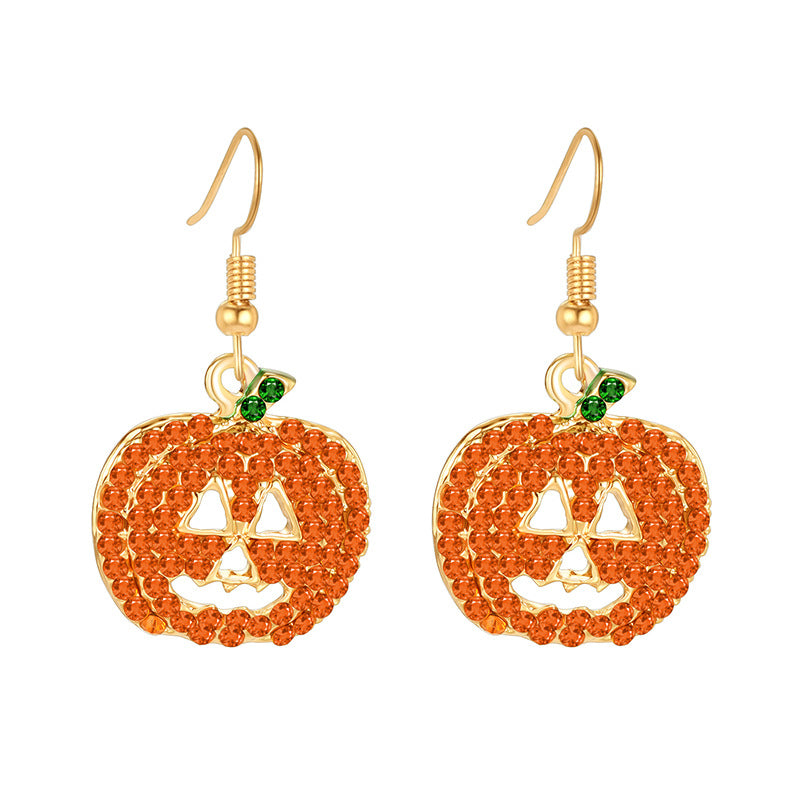 New Halloween Alloy Rhinestone Pumpkin Ring