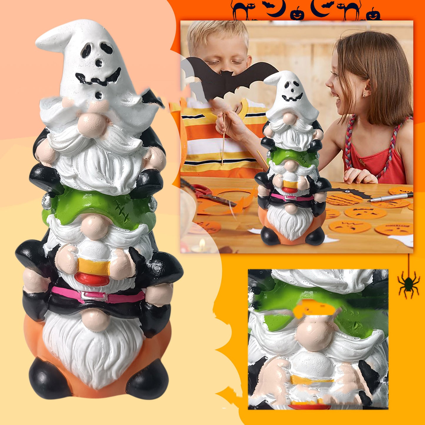 New Halloween Stacked Arhat Gnome Statue Resin Crafts