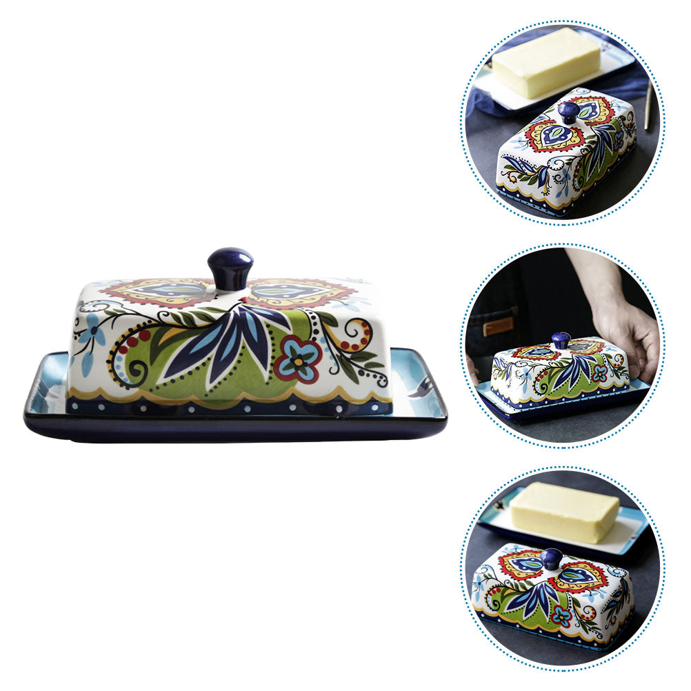 Pottery Butter Dish And Cheese Box Storage