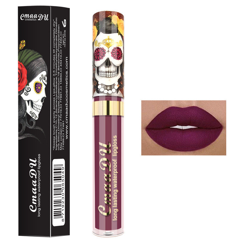 Light Metal Pearlescent Skull Single Lip Gloss Lipstick