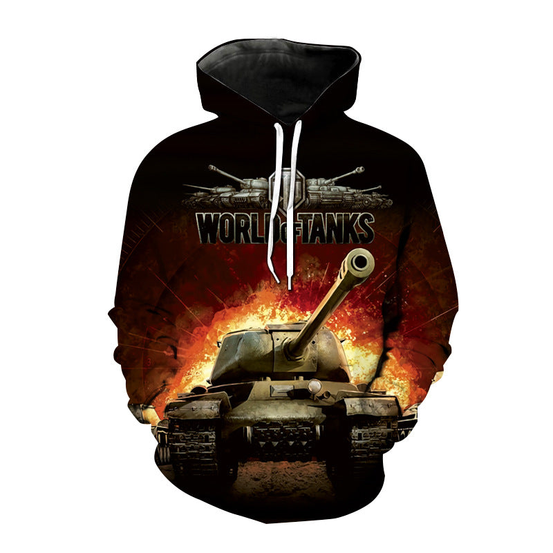 Boy Sweatshirt 3D Tank Gun Theme Hoodie