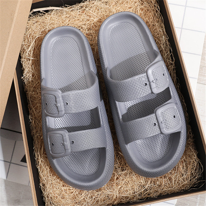 Buckle Slippers Women Outdoor Indoor Thick-soled Eva Bathroom Shoes