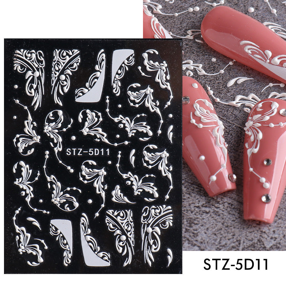 New 5D Stereo Carved Rose Nail Sticker