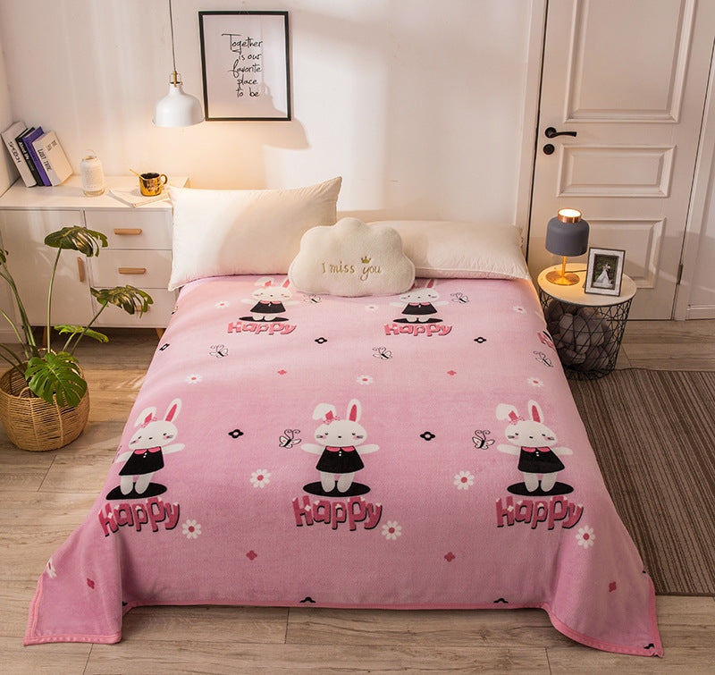 Thickened Cloud Mink Velvet Double Printed Sheet Blanket