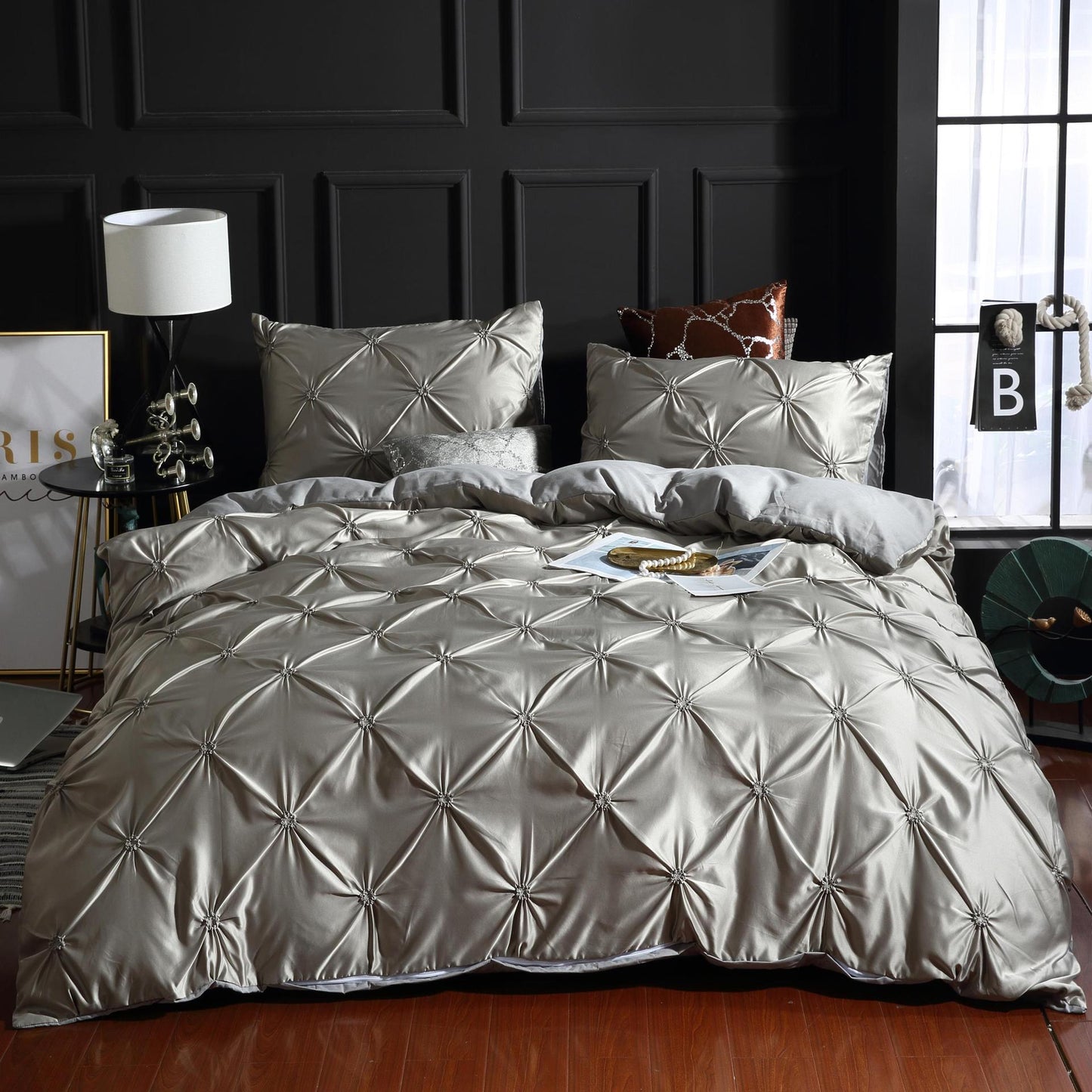 Washed Ice Silk Quilt Cover Three-piece