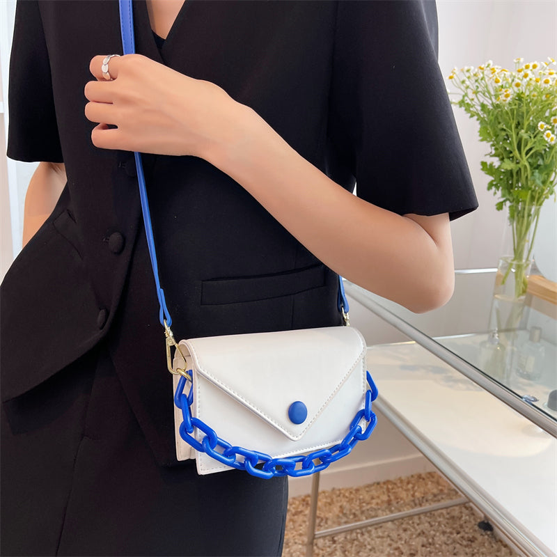 Candy Chain Contrasting Colors Mini Cute PU Leather Shoulder Crossbody Bags For Women Brand Designer Ladies Handbags 2022 Summer