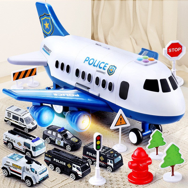 Children's Police Alloy Car Parking Lot Airplane Model Toy