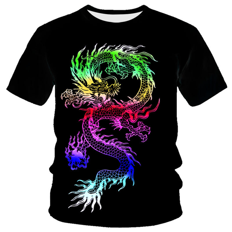 New Dragon Series 3D Digital Printing Men's Round-neck Short-sleeved T-shirt