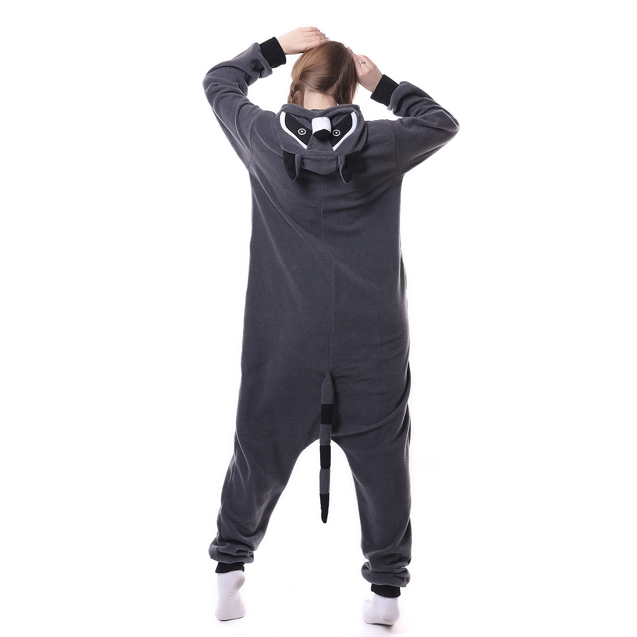 Grey Raccoon One Piece Pajamas Autumn And Winter Home Wear