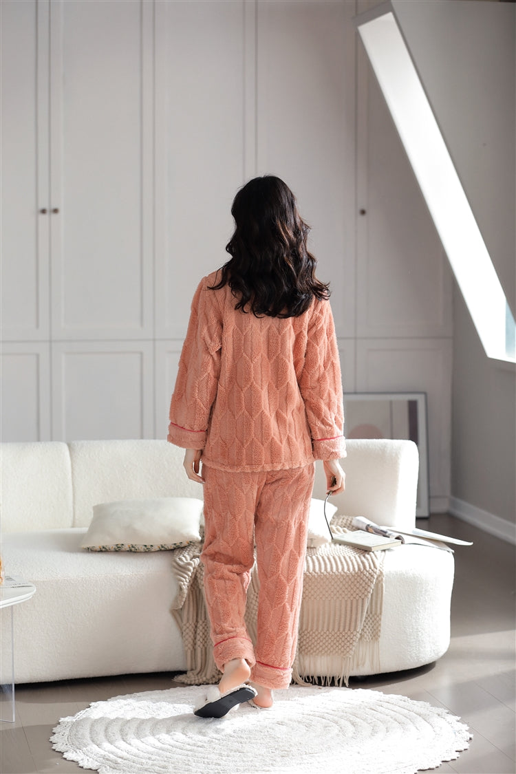 Ms Thickening Warm Cardigan New Lapel Leisurewear Suit