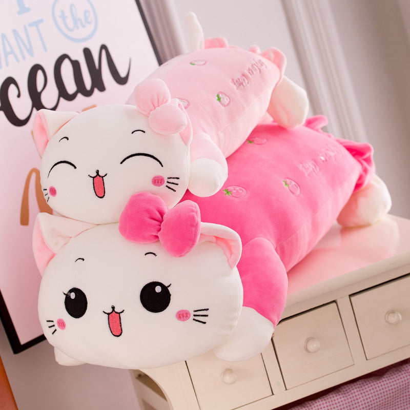 Girl's Heart Cat Plush Toy Soft Long Pillow