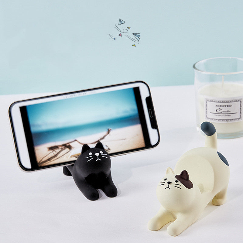 Grocery Cat Phone Holder Resin Craft Car Desktop Ornament