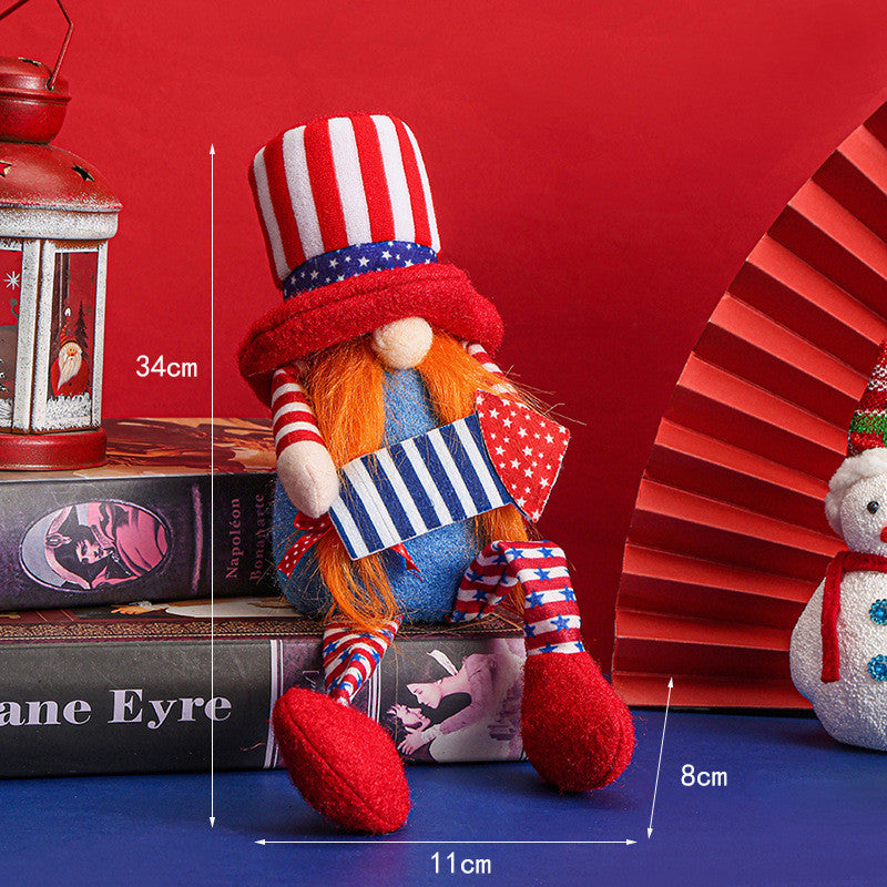 Independence Day Faceless Long And Short Legs Doll Decoration