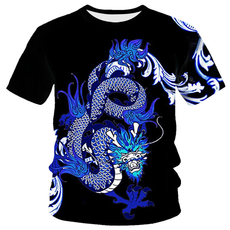 New Dragon Series 3D Digital Printing Men's Round-neck Short-sleeved T-shirt