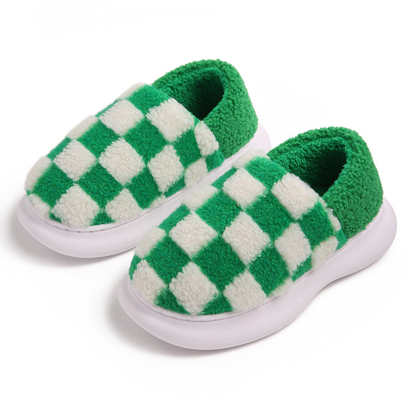 Checkerboard Cotton Shoes Plus Velvet Thick Cotton Mop