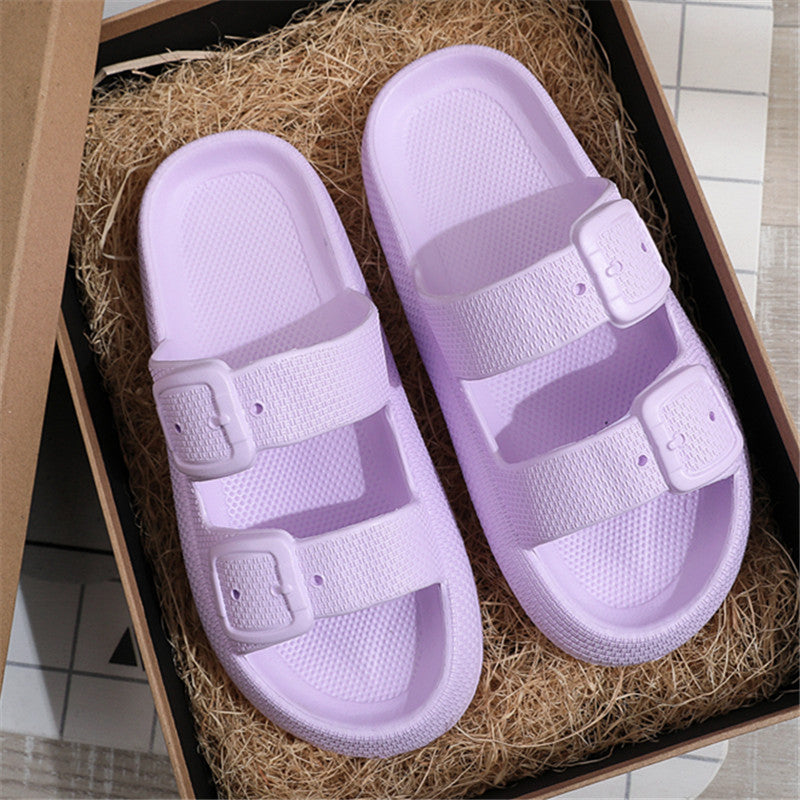 Buckle Slippers Women Outdoor Indoor Thick-soled Eva Bathroom Shoes