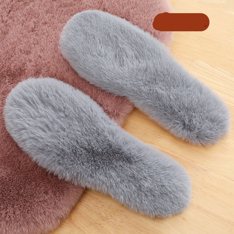 Winter Sheepskin Insoles Wool Warm Heated Insoles Unisex