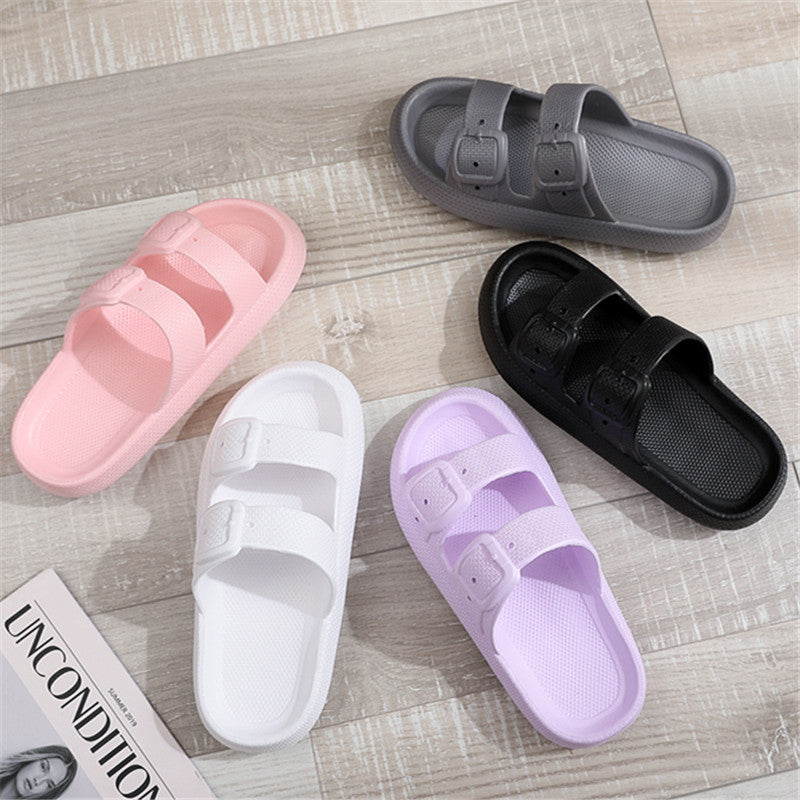 Buckle Slippers Women Outdoor Indoor Thick-soled Eva Bathroom Shoes