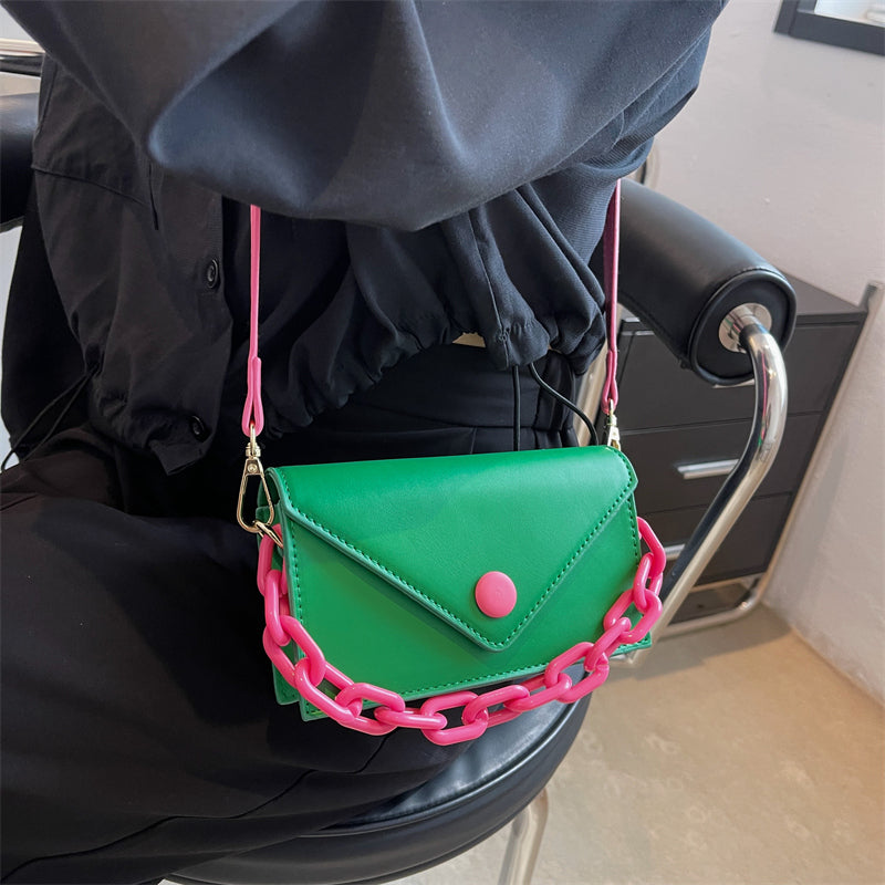 Candy Chain Contrasting Colors Mini Cute PU Leather Shoulder Crossbody Bags For Women Brand Designer Ladies Handbags 2022 Summer