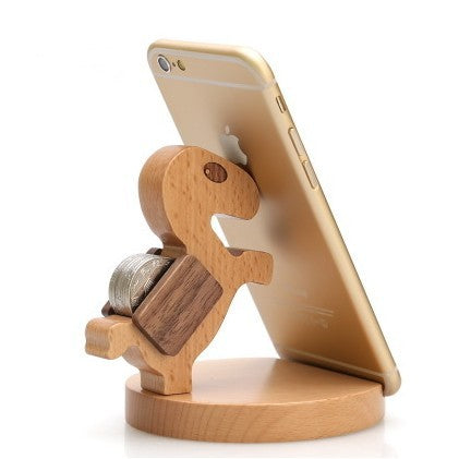 Creative Pony Mobile Phone Toma Back With Coin Beech Wood Lazy Phone Holder Custom Lettering