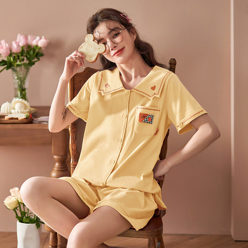 Love Lapel Home Clothes Pajamas Shorts Suit