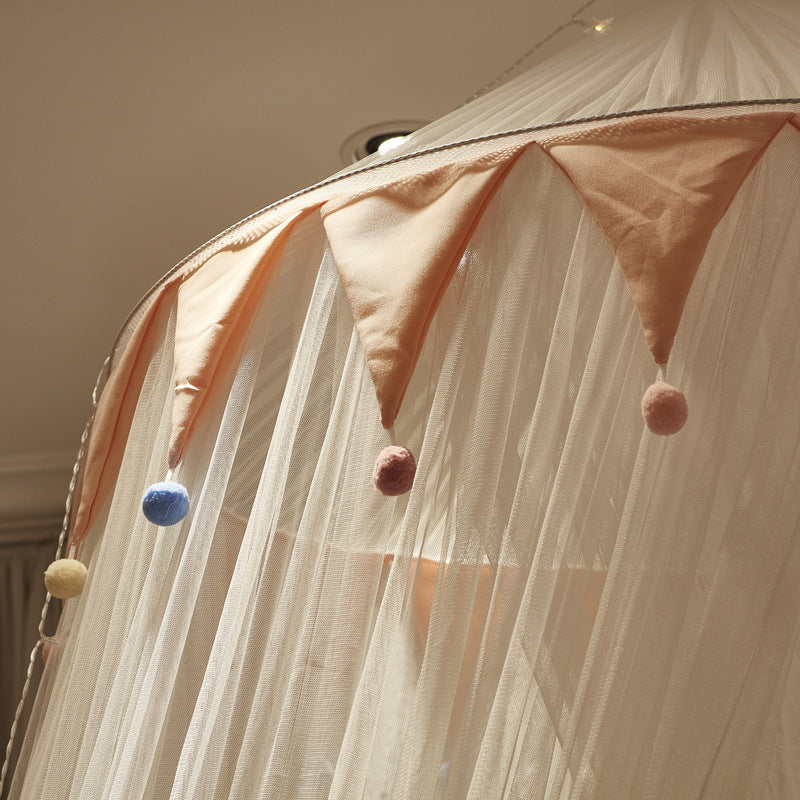 Triangular Ceiling Fur Ball Dome Ceiling Suction Top Mosquito Net Bed Curtain