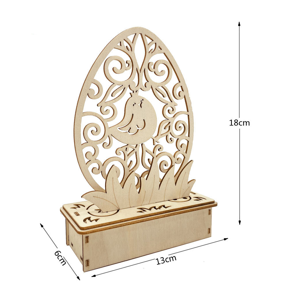 Wooden DIY Egg Shape LED Easter Ornament