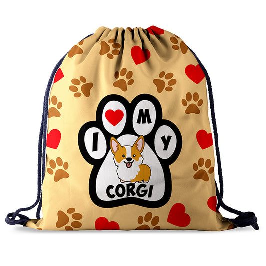 Outdoor Wear-resistant Oxford Cloth Digital Printing Cartoon Backpack Female Corgi Drawstring Pocket