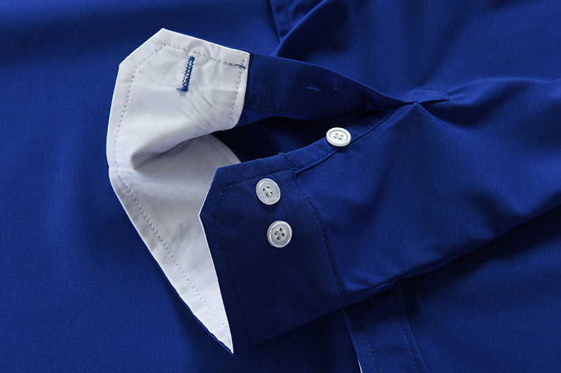 Long Sleeve Placket Fashion Contrast Casual Shirt