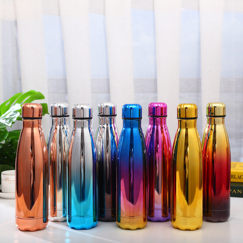 Electroplating Cola Cup Cross-border 304 Stainless Steel Sports Bottle Gradient Color Thermal Insulation Cola Bottle Factory Wholesale Water Cup