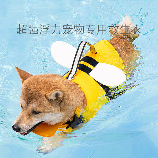 Summer Animal Shape Small Bee Dog Life Jacket Medium Small Dog Dog Swimsuit Pet Buoyancy Jacket Manufacturer