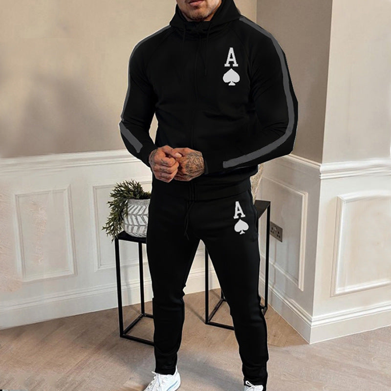 New Spring And Autumn Casual Suit Men's Trendy Fashion Hooded Zipper Shirt Men's Two-piece Sportswear