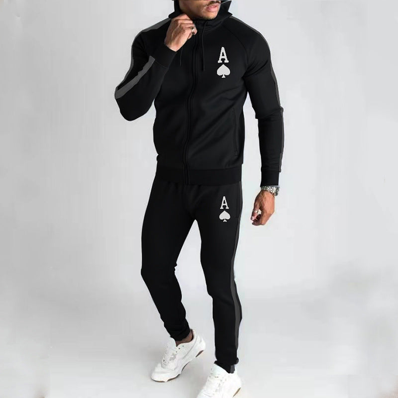 New Spring And Autumn Casual Suit Men's Trendy Fashion Hooded Zipper Shirt Men's Two-piece Sportswear