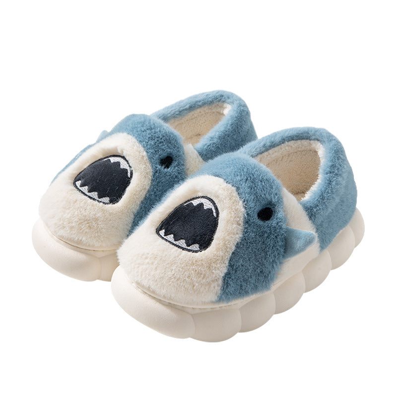 Foreign Trade Shark Slippers Men&#039;s Winter Cute Cartoon Indoor Home Couple Bag Heels Cotton Slippers