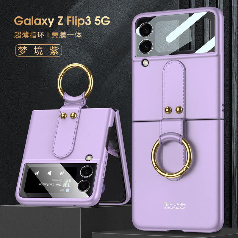 Suitable For Samsung Galaxy Z Flip3 Mobile Phone Shell Ultra-thin Flip3 Ring Buckle Folding Mobile Phone Protective Cover GKK