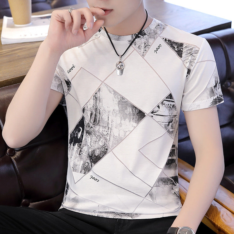 Short-sleeved T-shirt Men's 2022 Summer New Men's Bottoming Shirt Korean Version Of The White T Half-sleeved T-shirt Men's Fashion Brand Clothes