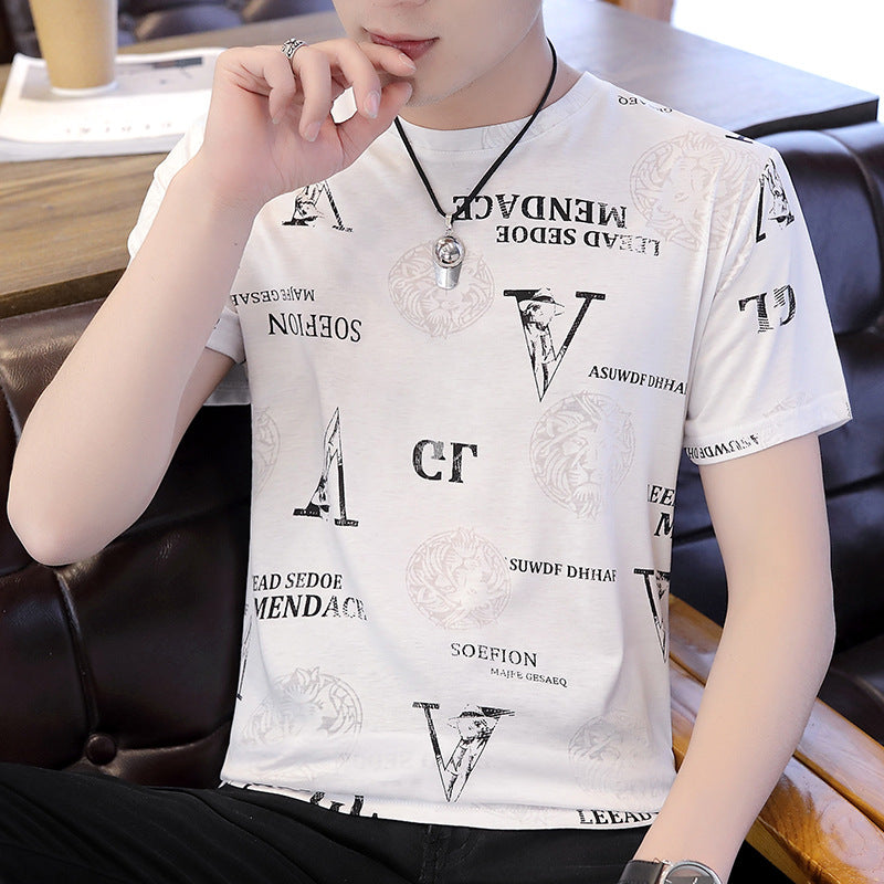 Short-sleeved T-shirt Men's 2022 Summer New Men's Bottoming Shirt Korean Version Of The White T Half-sleeved T-shirt Men's Fashion Brand Clothes