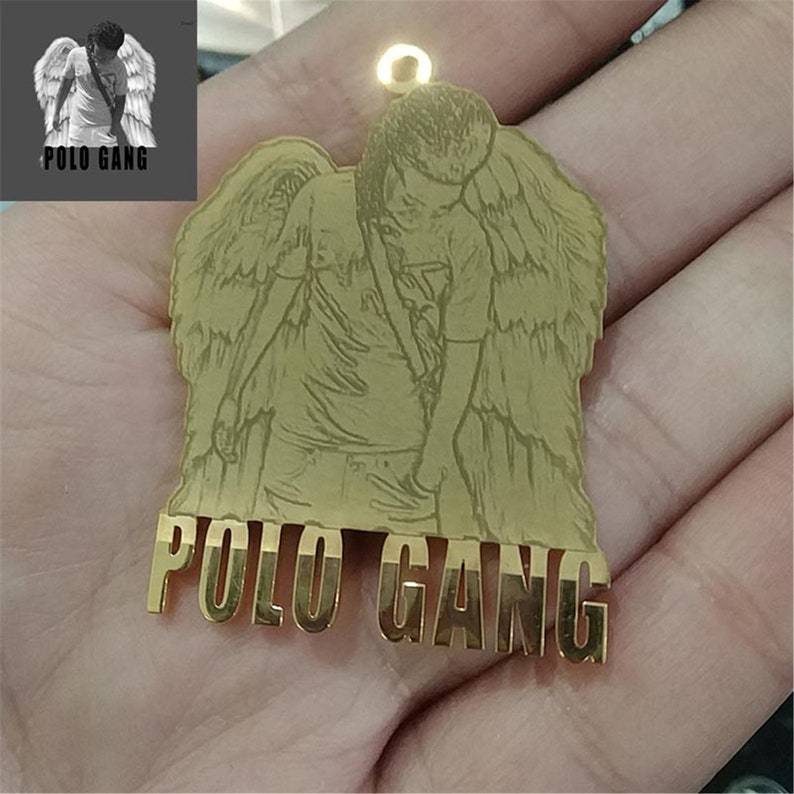 Cross-border Hot Selling Private DIY Character Image Engraving Stainless Steel 18K Real Gold Necklace Pendant Factory Direct Selling