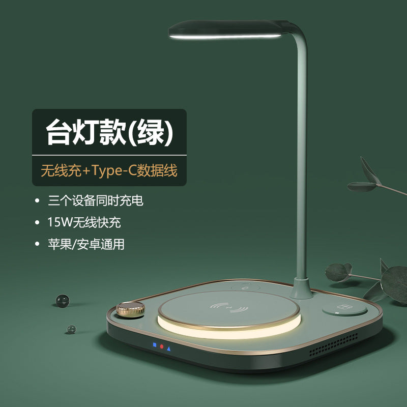 Cross-border Three-in-one Wireless Charger 15w Fast Charge For Apple Mobile Phone Watch Headset Table Lamp Four-in-one