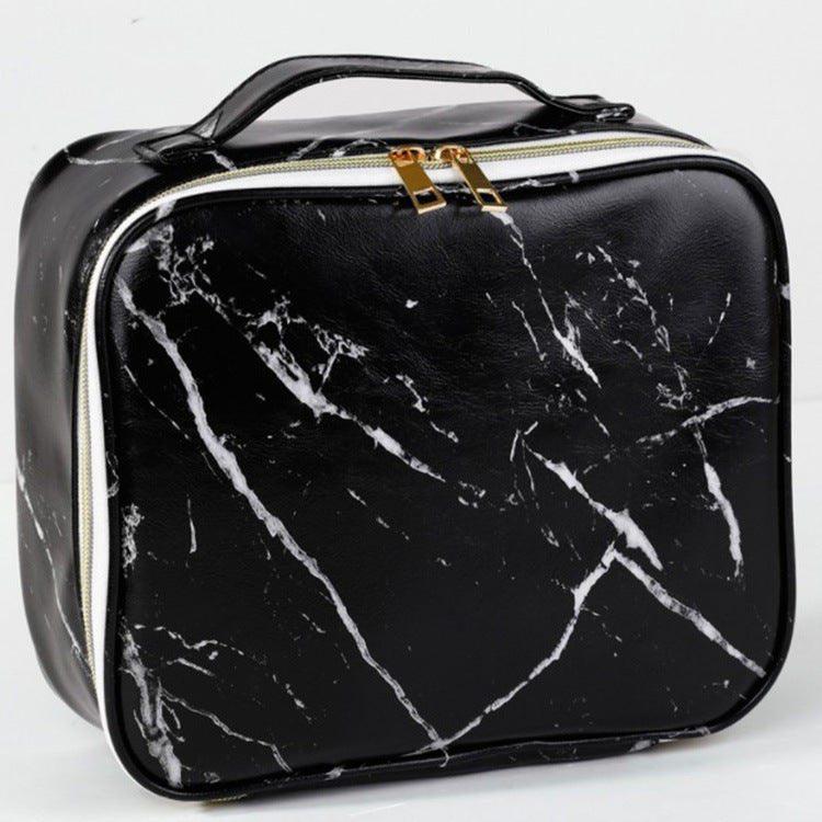 PU Waterproof Marble Cosmetic Bag Travel Portable AB Wash Bag Large-capacity Portable Layered Storage Bag