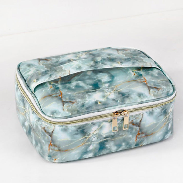 PU Waterproof Marble Cosmetic Bag Travel Portable AB Wash Bag Large-capacity Portable Layered Storage Bag