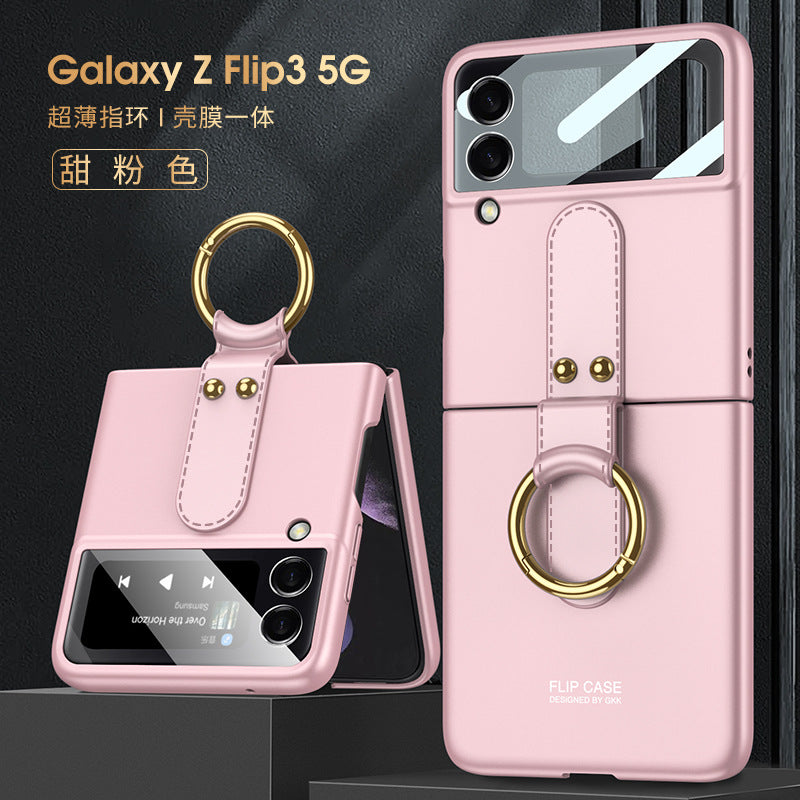 Suitable For Samsung Galaxy Z Flip3 Mobile Phone Shell Ultra-thin Flip3 Ring Buckle Folding Mobile Phone Protective Cover GKK