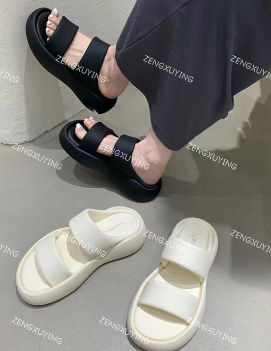 Cloud Feeling Thick-soled Double-strap Slippers