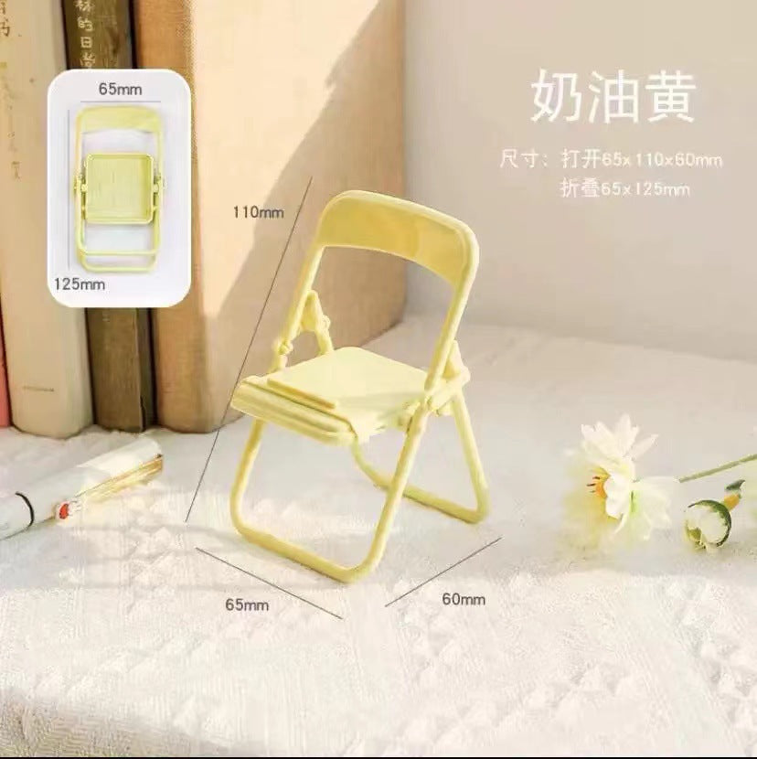 Cross-border New Product Ins Chair Mobile Phone Holder Desktop Decoration Foldable Cute Niche Storage Mobile Phone Holder Gift