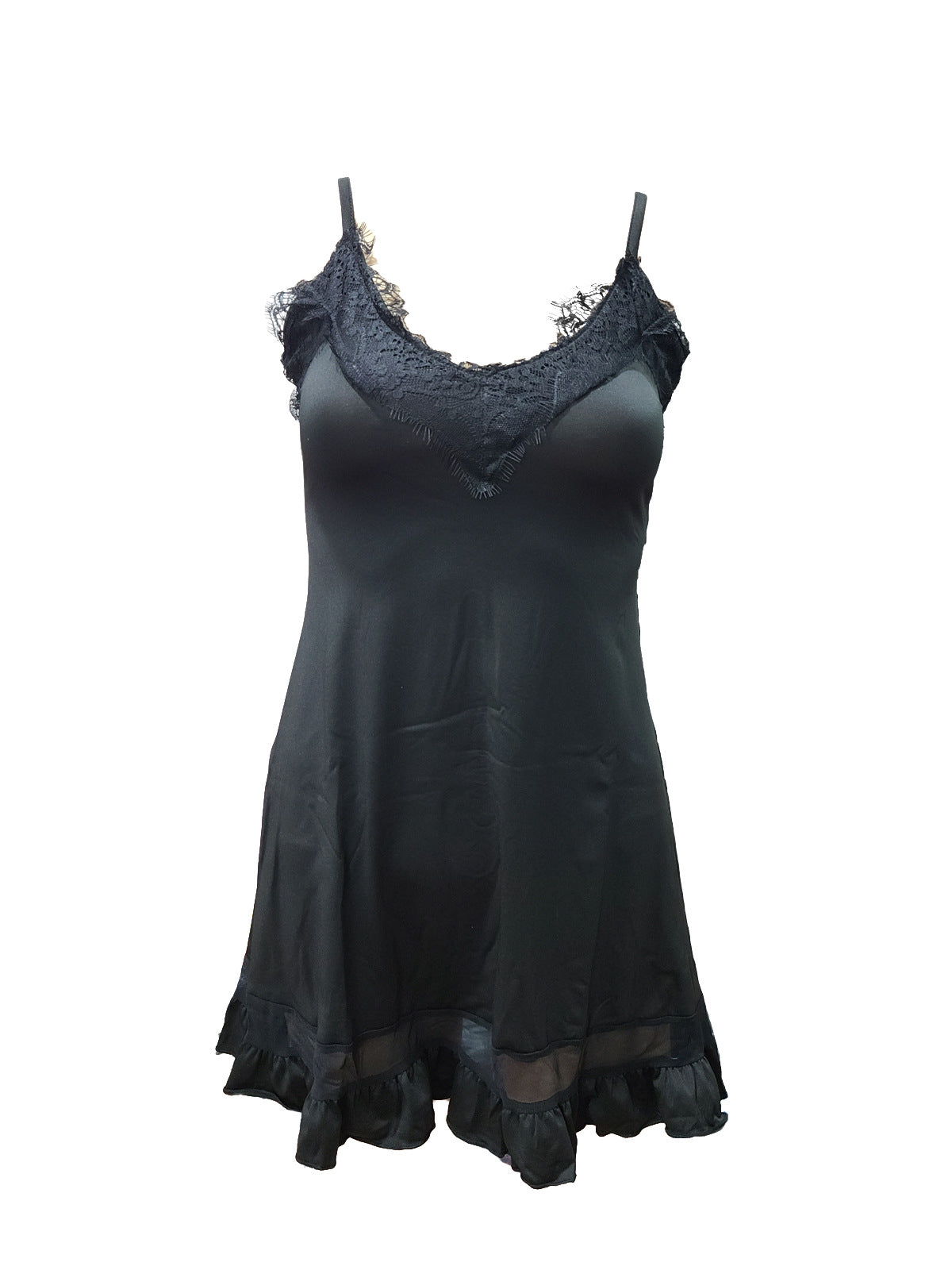 Sexy Black Lace Suspender Dress Mesh Splicing Nightclub Dress