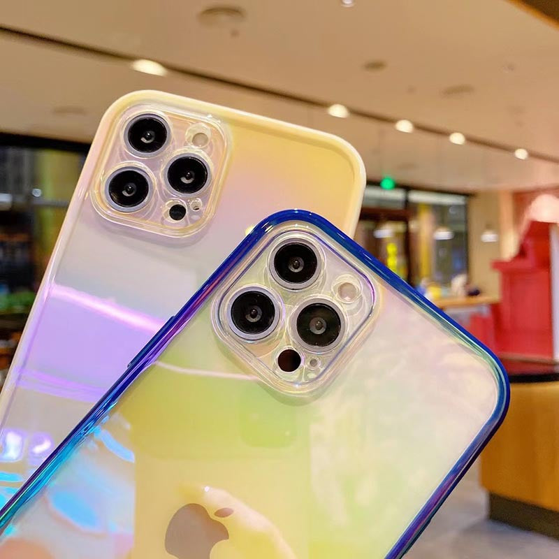Transparent colorful iphone12 laser case