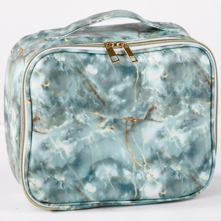 PU Waterproof Marble Cosmetic Bag Travel Portable AB Wash Bag Large-capacity Portable Layered Storage Bag