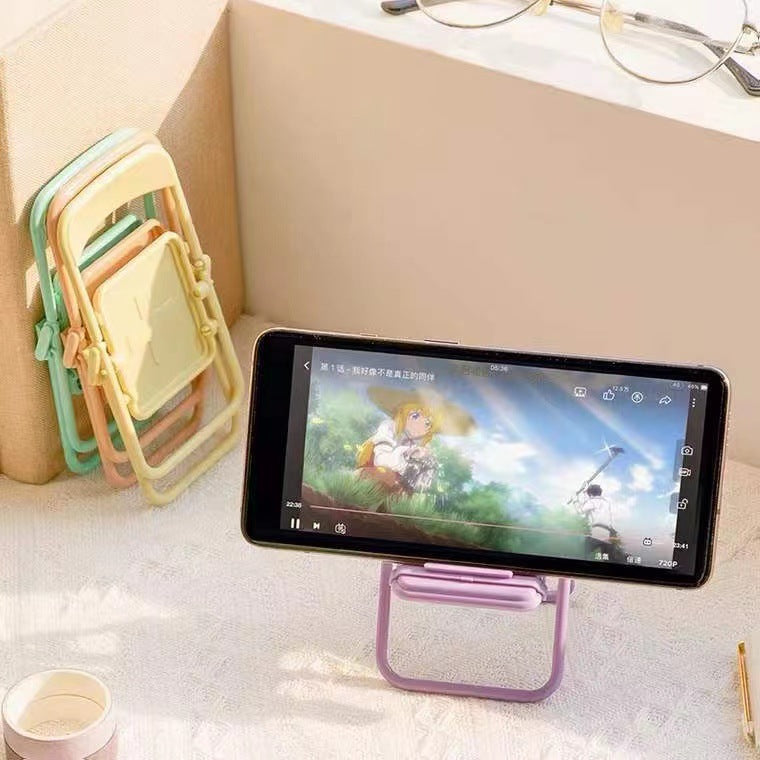 Cross-border New Product Ins Chair Mobile Phone Holder Desktop Decoration Foldable Cute Niche Storage Mobile Phone Holder Gift