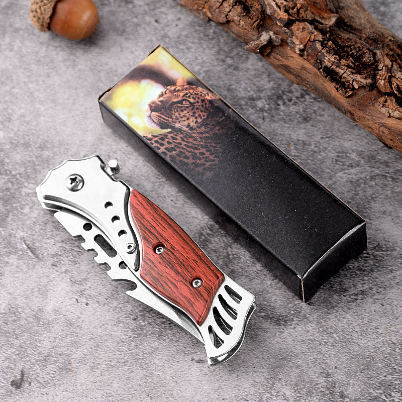 Colorful Wood Outdoor Folding Knife Outdoor High Hardness Folding Knife Handmade Knife Field Camping Collection Gift Knife Fruit Knife